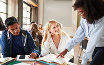 College students take part in a microcredentialing program.