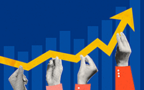 A data chart showing a line graph rising upward.