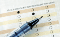 A close up of a survey questionnaire.